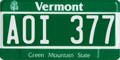 VT license plate AOI377