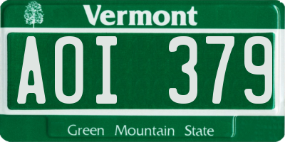 VT license plate AOI379