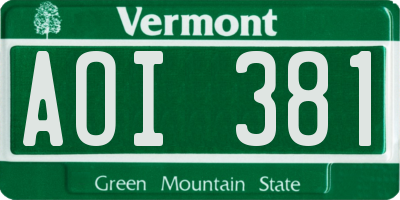VT license plate AOI381