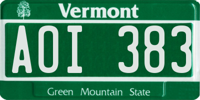 VT license plate AOI383
