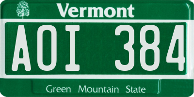 VT license plate AOI384