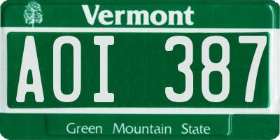 VT license plate AOI387