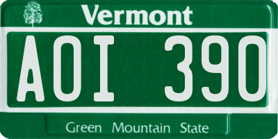 VT license plate AOI390