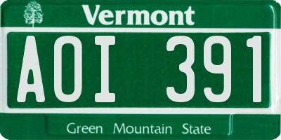 VT license plate AOI391