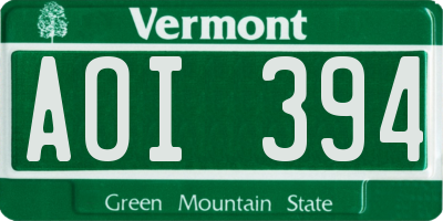 VT license plate AOI394