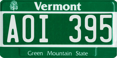 VT license plate AOI395