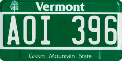 VT license plate AOI396