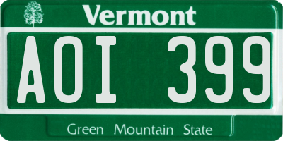 VT license plate AOI399