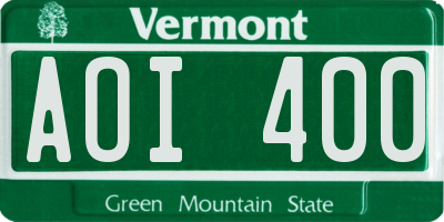 VT license plate AOI400