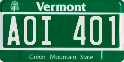 VT license plate AOI401