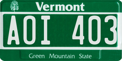 VT license plate AOI403