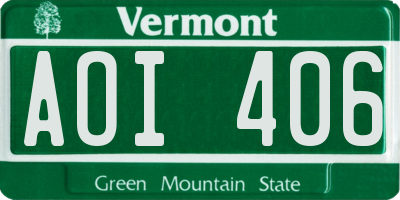 VT license plate AOI406