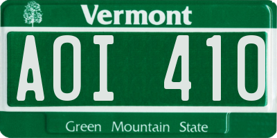 VT license plate AOI410