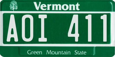 VT license plate AOI411