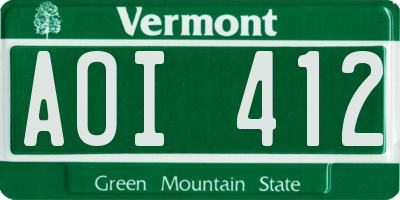 VT license plate AOI412