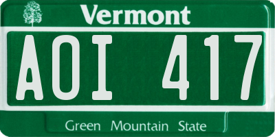 VT license plate AOI417