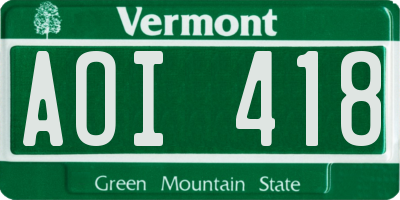 VT license plate AOI418