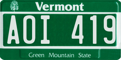 VT license plate AOI419