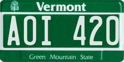 VT license plate AOI420