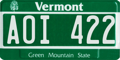 VT license plate AOI422