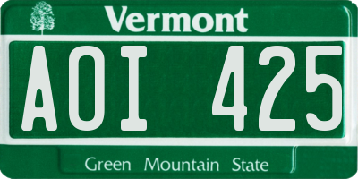 VT license plate AOI425
