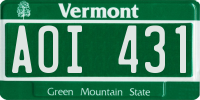 VT license plate AOI431