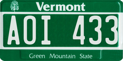 VT license plate AOI433