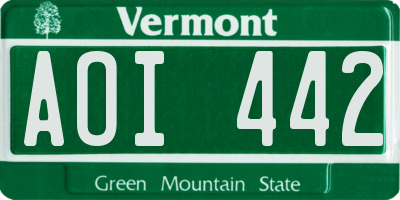 VT license plate AOI442