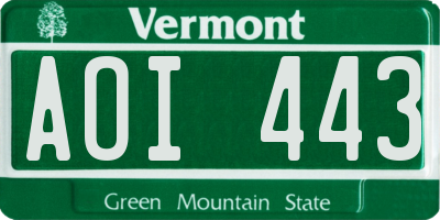 VT license plate AOI443