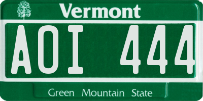 VT license plate AOI444