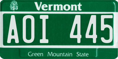 VT license plate AOI445