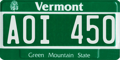 VT license plate AOI450