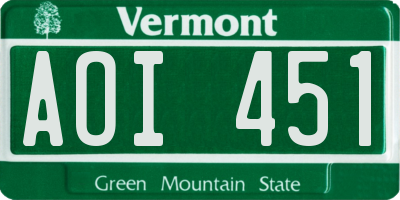 VT license plate AOI451