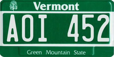 VT license plate AOI452