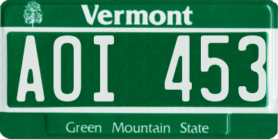 VT license plate AOI453