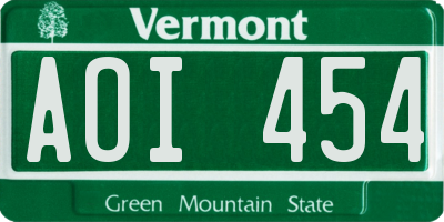 VT license plate AOI454
