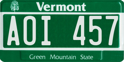 VT license plate AOI457