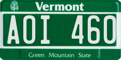 VT license plate AOI460