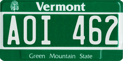 VT license plate AOI462