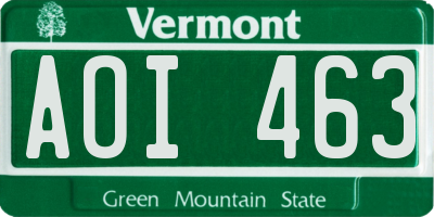 VT license plate AOI463
