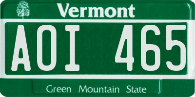 VT license plate AOI465