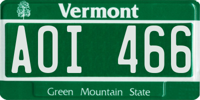 VT license plate AOI466