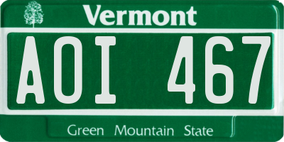VT license plate AOI467