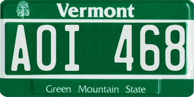 VT license plate AOI468
