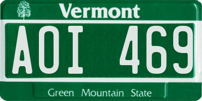 VT license plate AOI469