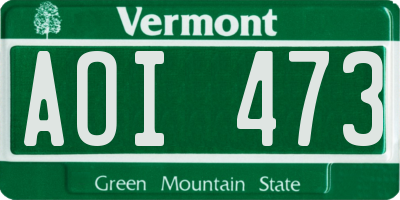 VT license plate AOI473