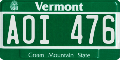 VT license plate AOI476