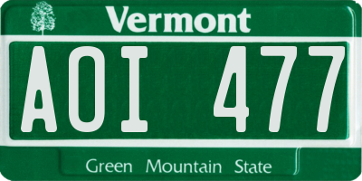 VT license plate AOI477