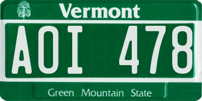 VT license plate AOI478