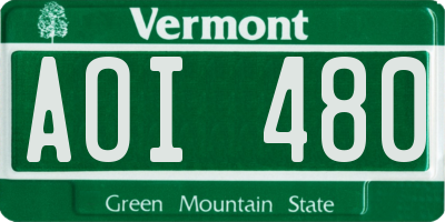 VT license plate AOI480